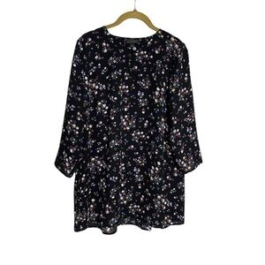 J Jill Wearever Floral Pleat Back Blouse XS